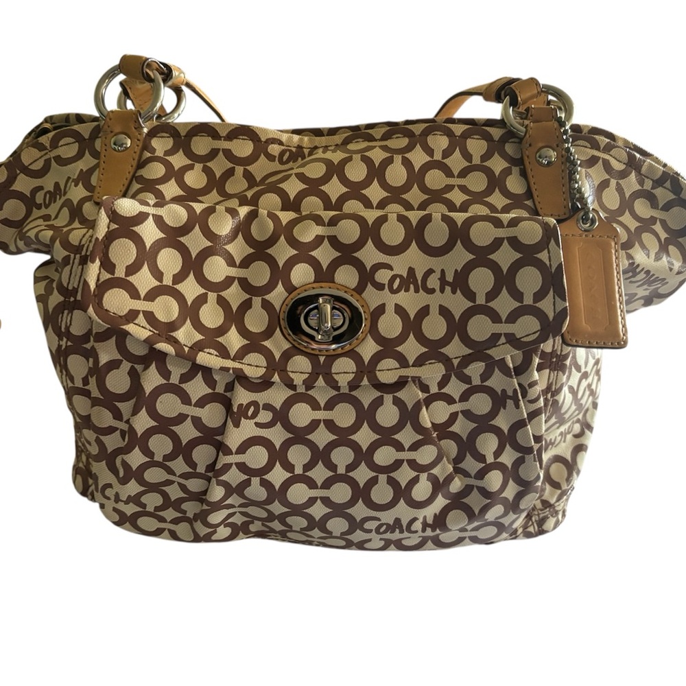 Coach CeCe Brown Monogram Coated Canvas Shoulder Bag- VINTAGE